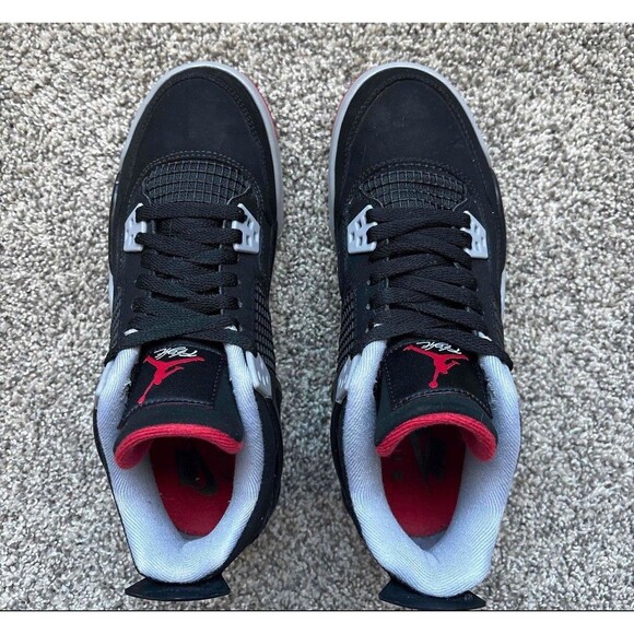 Nike Air Jordan 4 Retro Bred 2019 Size 7 Youth (Size 8.5 Women's) - Picture 7 of 9